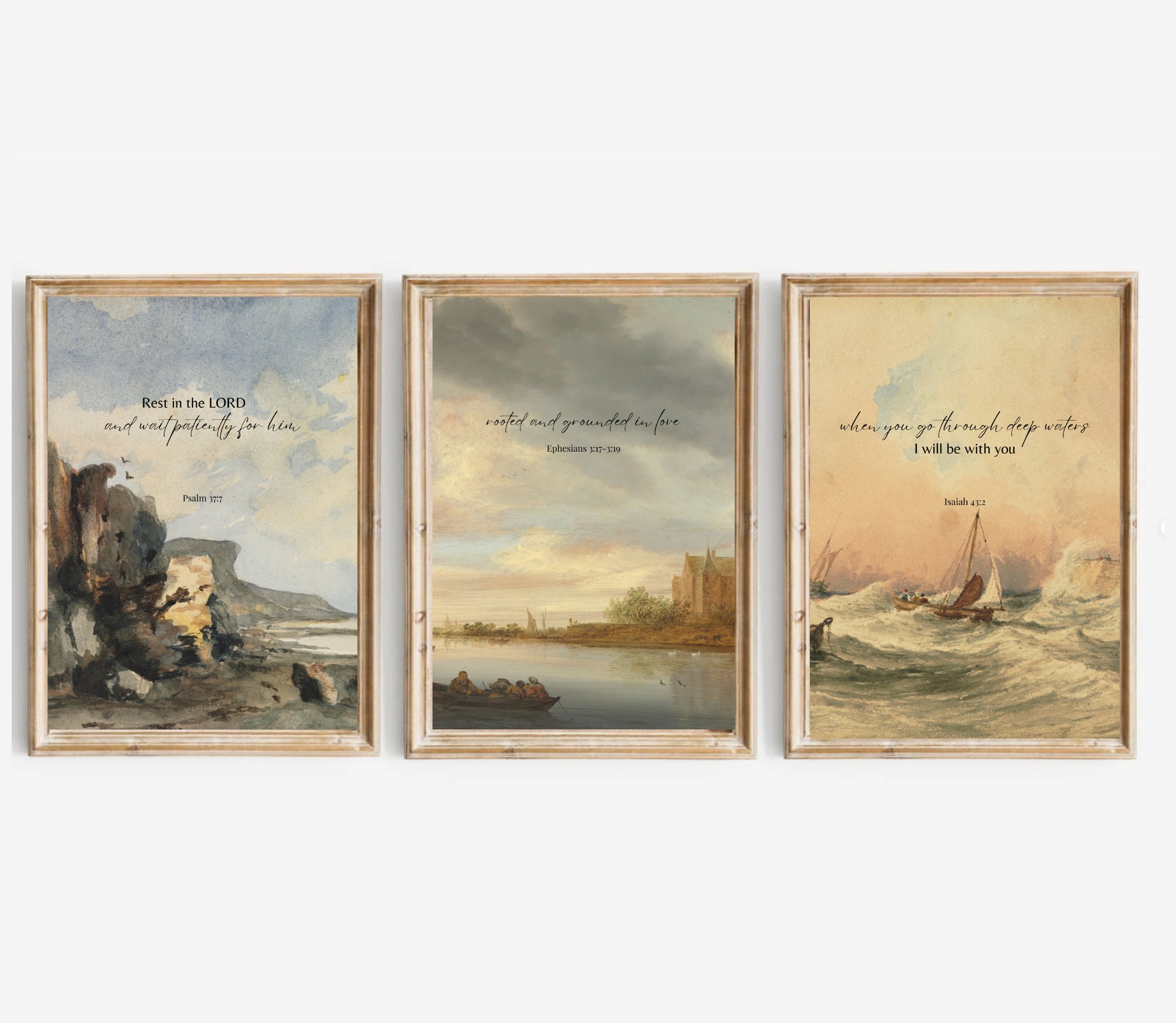 Set of 3 Scripture Wall Art Isaiah 43 2 Psalm 377 Bible Etsy