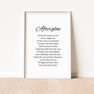 Afterglow Poem, Funeral Poem, Lost Loved One Poem, in Memory Of, Grief ...