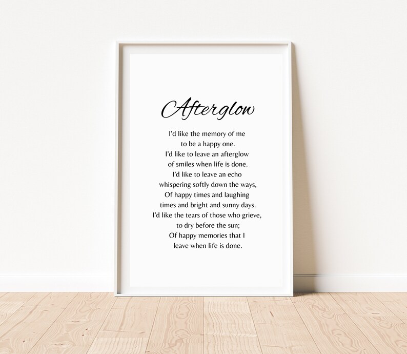 Afterglow Poem Funeral Poem Lost Loved One Poem in Memory - Etsy