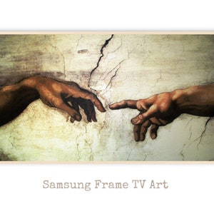Samsung Frame TV Art | Creation of Adam | Tv Art Hands Reaching Creation of Adam | Samsung Tv Art, Digital Frame Art Tv |Digital Download