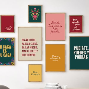 Mexican Sayings Wall Art Prints | Colorful Spanish Quote Decor | Latina Home Printable | Hispanic Folk Art | Digital Download
