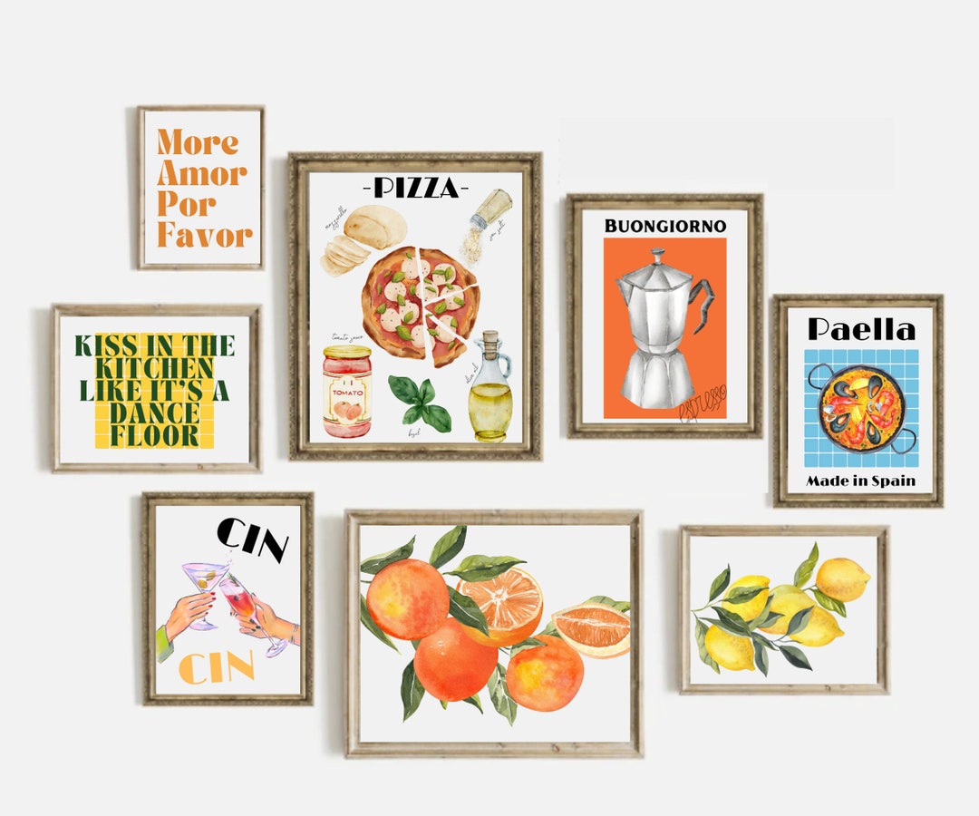 Italian Kitchen Wall Decor Kitchen Wall Art Set of 10 PRINTABLES Pizza