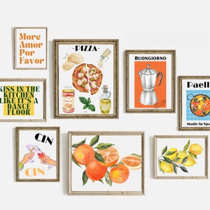 italian kitchen wall decor | kitchen wall art set of 10 PRINTABLES  | pizza recipe | digital download | kitchen prints | citrus wall art