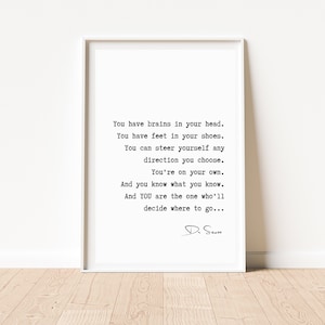 Dr Seuss Quote Print Dr Seuss Gifts Oh The Places You&#39;ll Go Literary Wall Decor Minimalist |  Inspirational Motivational | INSTANT DOWNLOAD