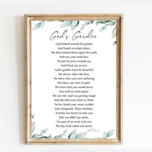 God&#39;s Garden | Suffering | Pain | Funeral Poem | Sympathy Gift | Death | Bereavement | Grieving | Memorial Quote | INSTANT DOWNLOAD