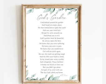 God's Garden | Suffering | Pain | Funeral Poem | Sympathy Gift | Death | Bereavement | Grieving | Memorial Quote | INSTANT DOWNLOAD