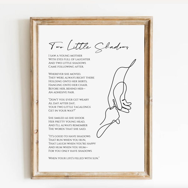 Gedicht „Zwei kleine Schatten“, Geschenk für Mutter, Mama, unbekannter Autor | Gedicht | Poesie | Wandkunst | Sofortiger Download | Hohe Auflösung