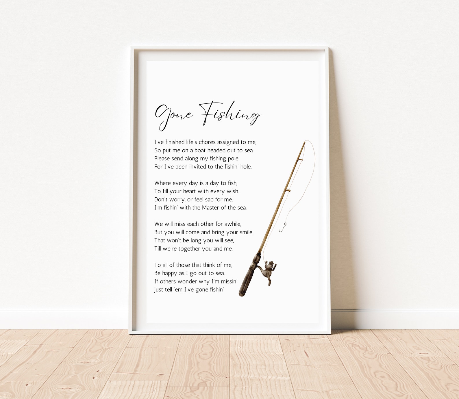Gone Fishing Poem Ready to Print, Celebration of Life Poem for