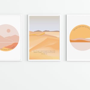 Set di 3 La fede può spostare le montagne Arte murale stampabile / Stampe di versetti della Bibbia / Decorazioni per la casa cristiana Download digitale / Decorazioni moderne delle Scritture