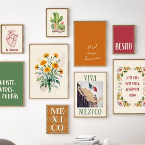 Set of 9 Mexican Quote Prints | Spanish Wall Art Kitchen Decor | Latina Home Style | Modern Cultural Sayings | Digital Download