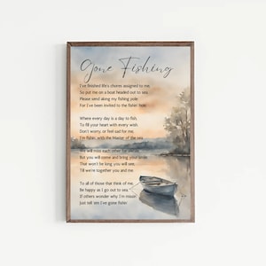 Gone Fishing Poem Ready to Print, Celebration of Life Poem for Fisherman, Funeral Memorial Poem, Memorial Table Poem, Remembrance Poem