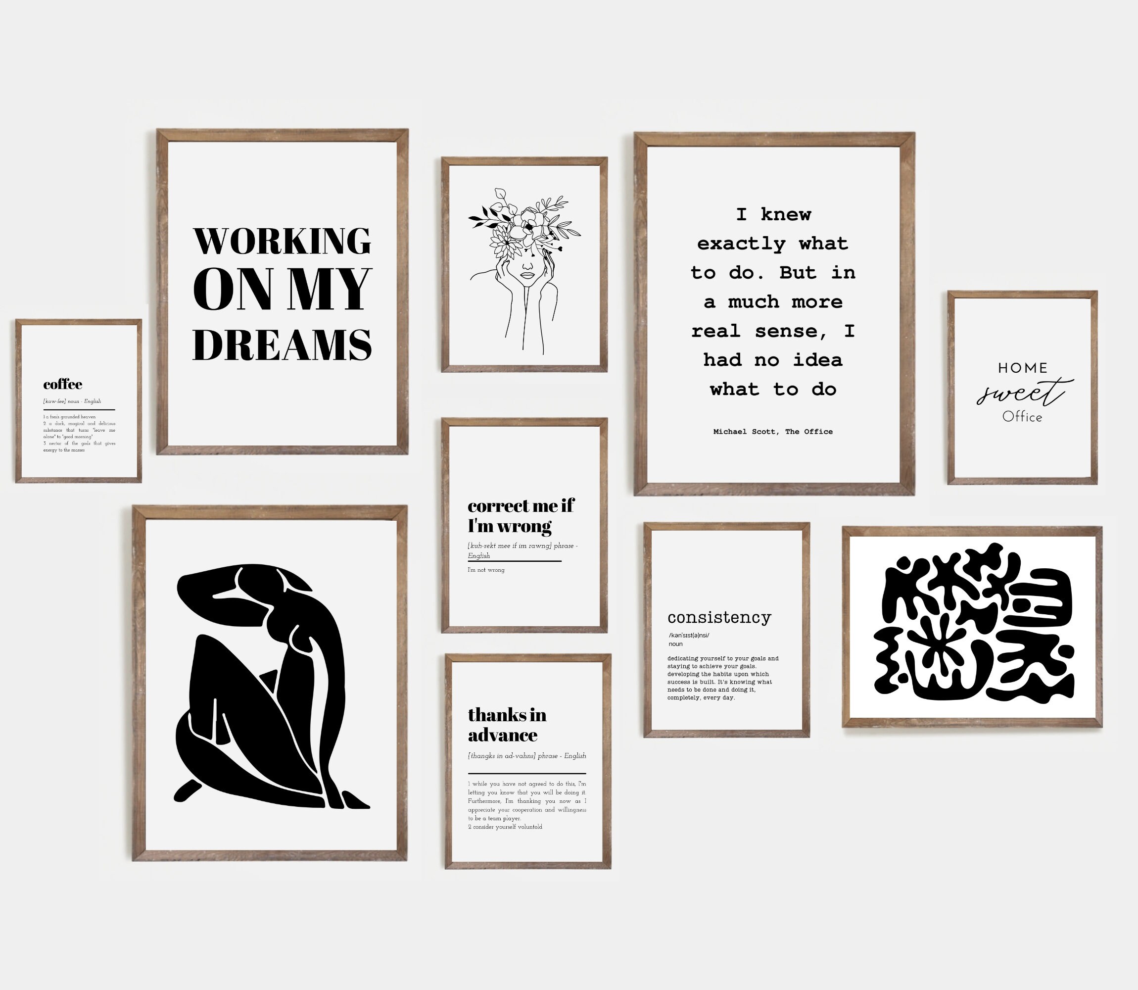 Home Office Gallery Wall Set of 10 Prints Office Wall Art - Etsy UK