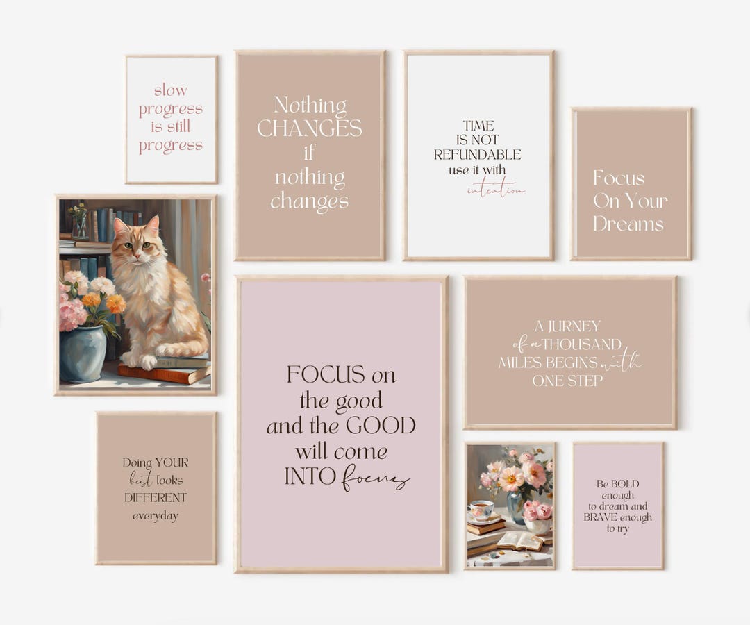Office Wall Art | Set of 16 PRINTABLES | Home Office Decor | Pink ...