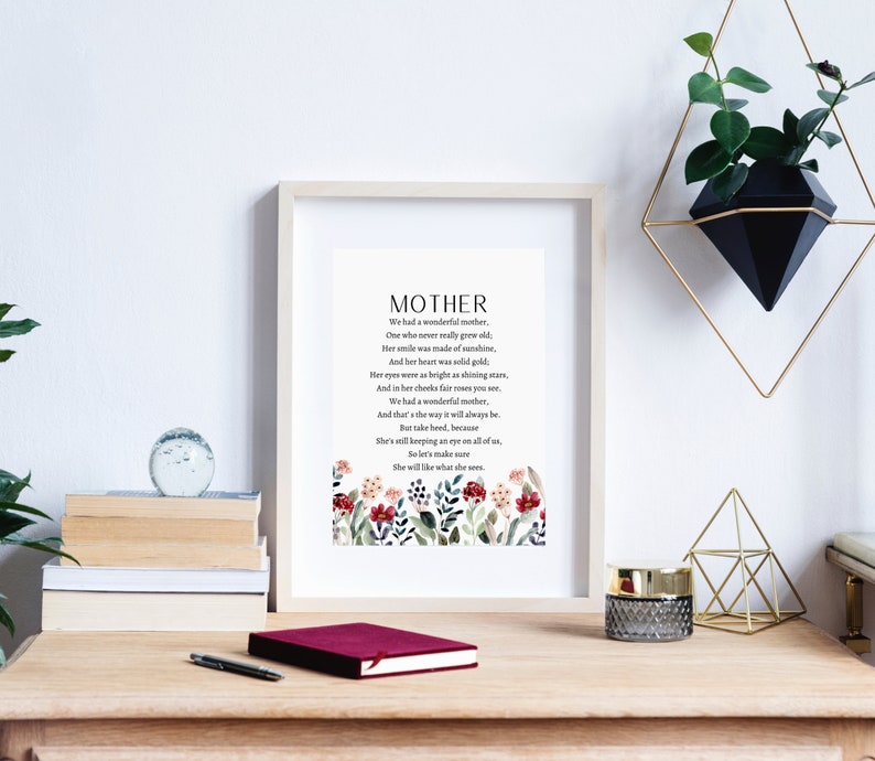 Mother Funeral Printable Poem Digital Download Grief - Etsy