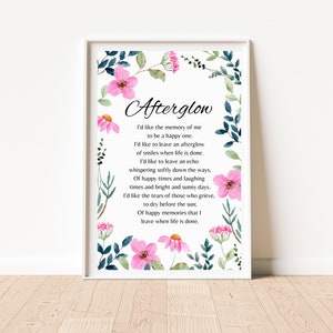 Afterglow Poem, Funeral Poem, Lost Loved One Poem, in Memory Of, Grief ...