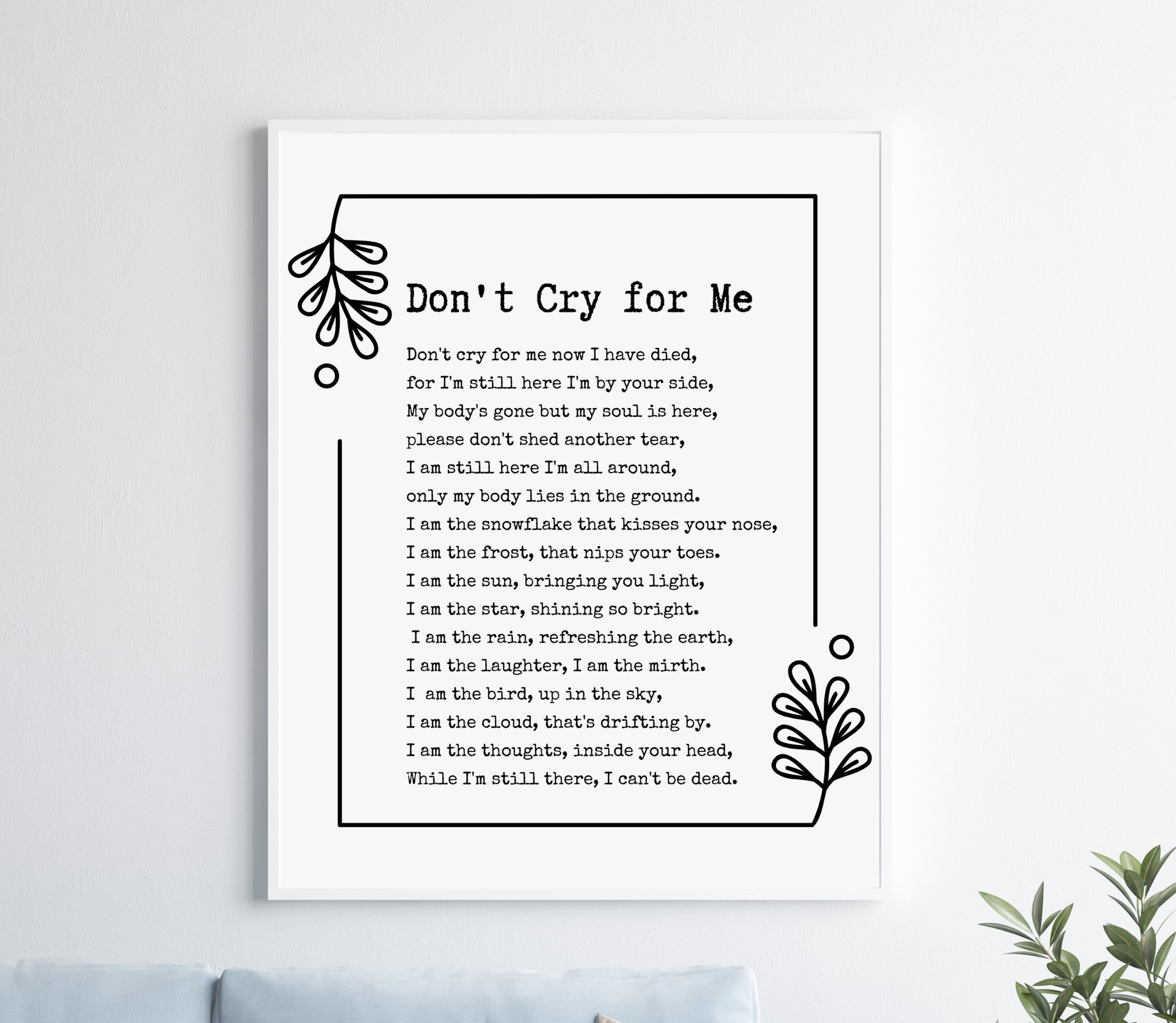 Don't Cry for Me Memorial Poem. Celebration of Life - Etsy