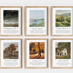 Bible verse prints Set of 6 Psalms vintage painting PRINTABLE| Modern Scripture Decor | Vintage scripture art | Christian Home Decor Print