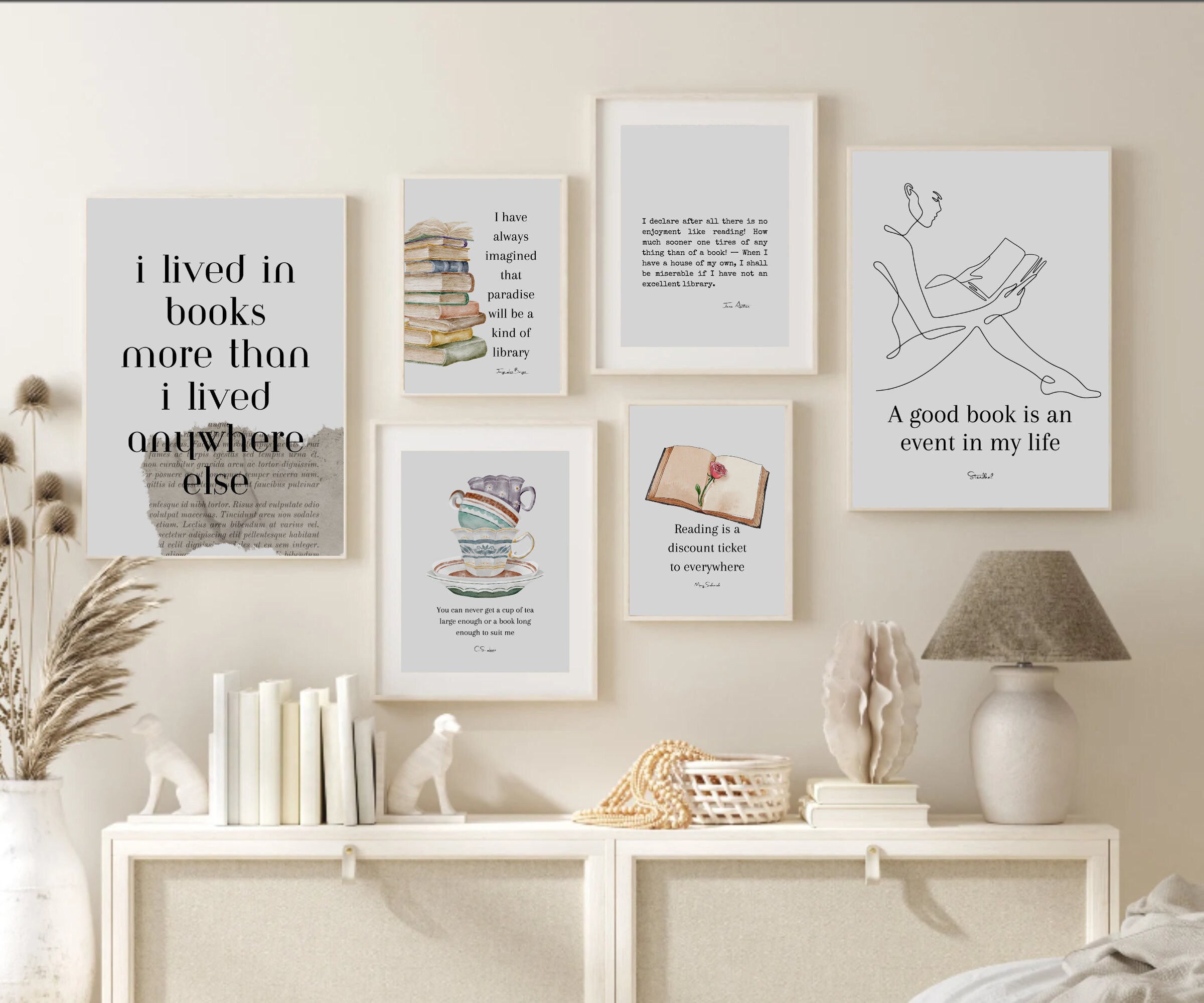 Set of 15 Gallery Wall Set, Bookish Prints, Book Wall Art | Book Lover ...
