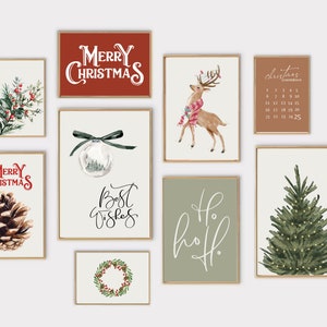 vintage Christmas prints gallery wall set | set of 14 Christmas printables | winter gallery wall set, posters for holiday decor DIGITAL