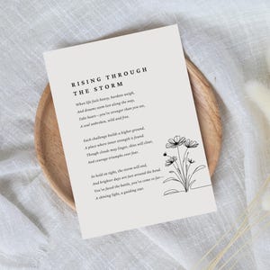 Inspirerend gedicht om uitdagingen aan te gaan: opbeurend cadeau voor moeilijke tijden, motiverende digitale print of kaart