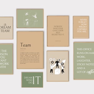 Office Set of 10 Prints, Office Wall Decor, Home Office Decor, Team Office Decor, Teamwork Quote
