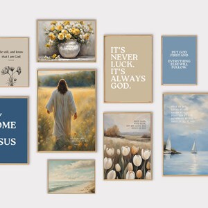 Set of 11 Scripture Wall Art Psalm 37:7, Bible Verse Wall Art, Christian Wall Art, Printable, Deep Waters, Jesus portrait