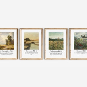 Stampe di versetti della Bibbia Set di 4 stampe vintage STAMPABILI/Decorazione moderna delle Scritture/Arte delle Scritture vintage/Stampa di decorazioni per la casa cristiane