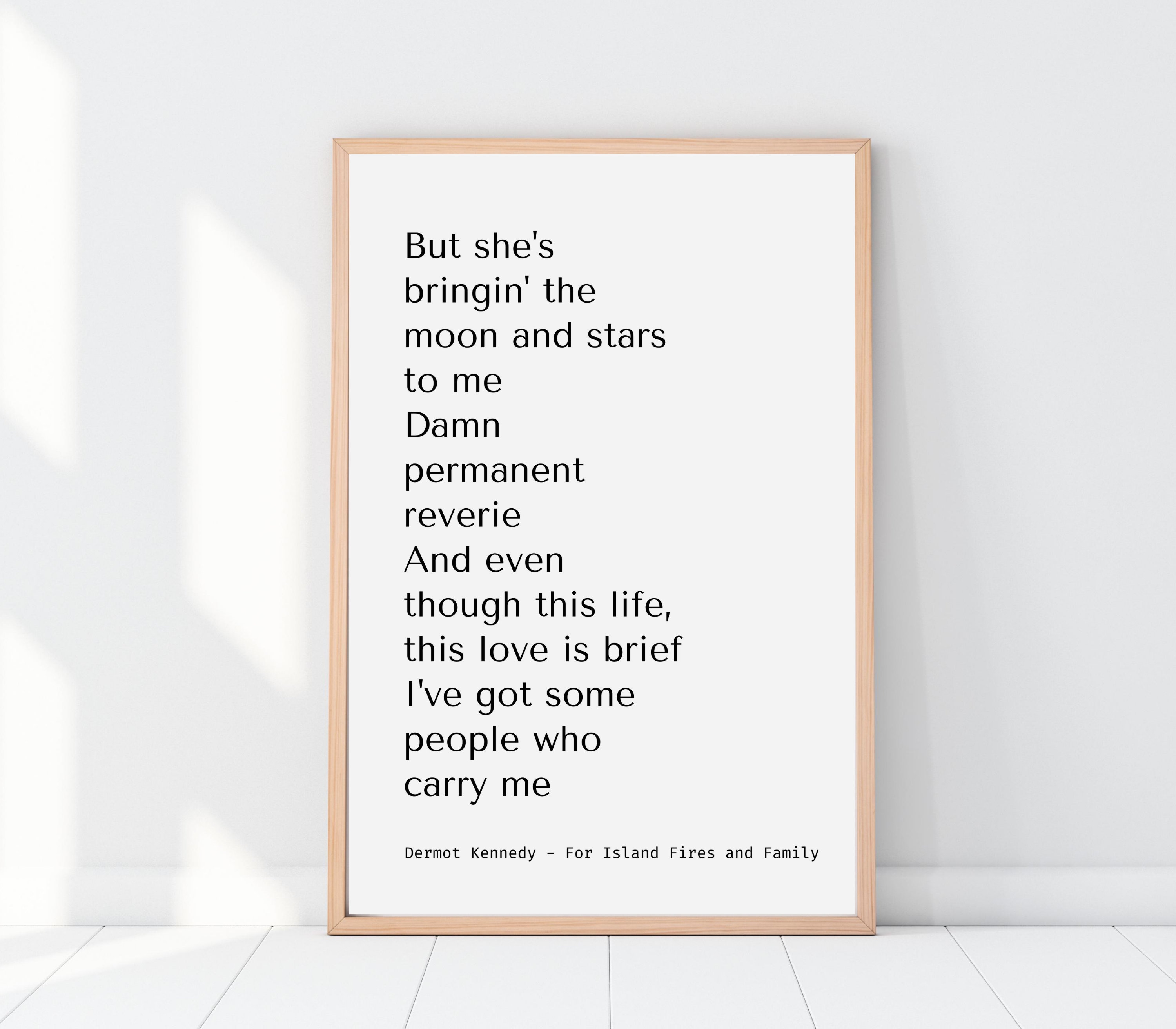Dermot Kennedy For Island Fires And Family Lyrics Poster Etsy