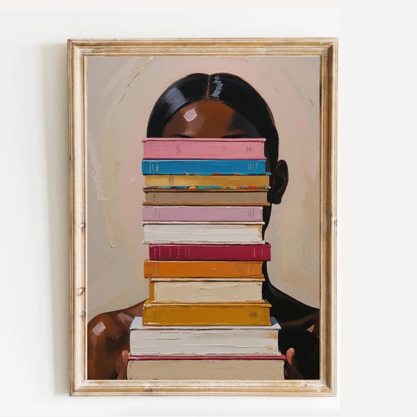 Impresión de una mujer negra leyendo: Arte abstracto femenino (Descarga digital)