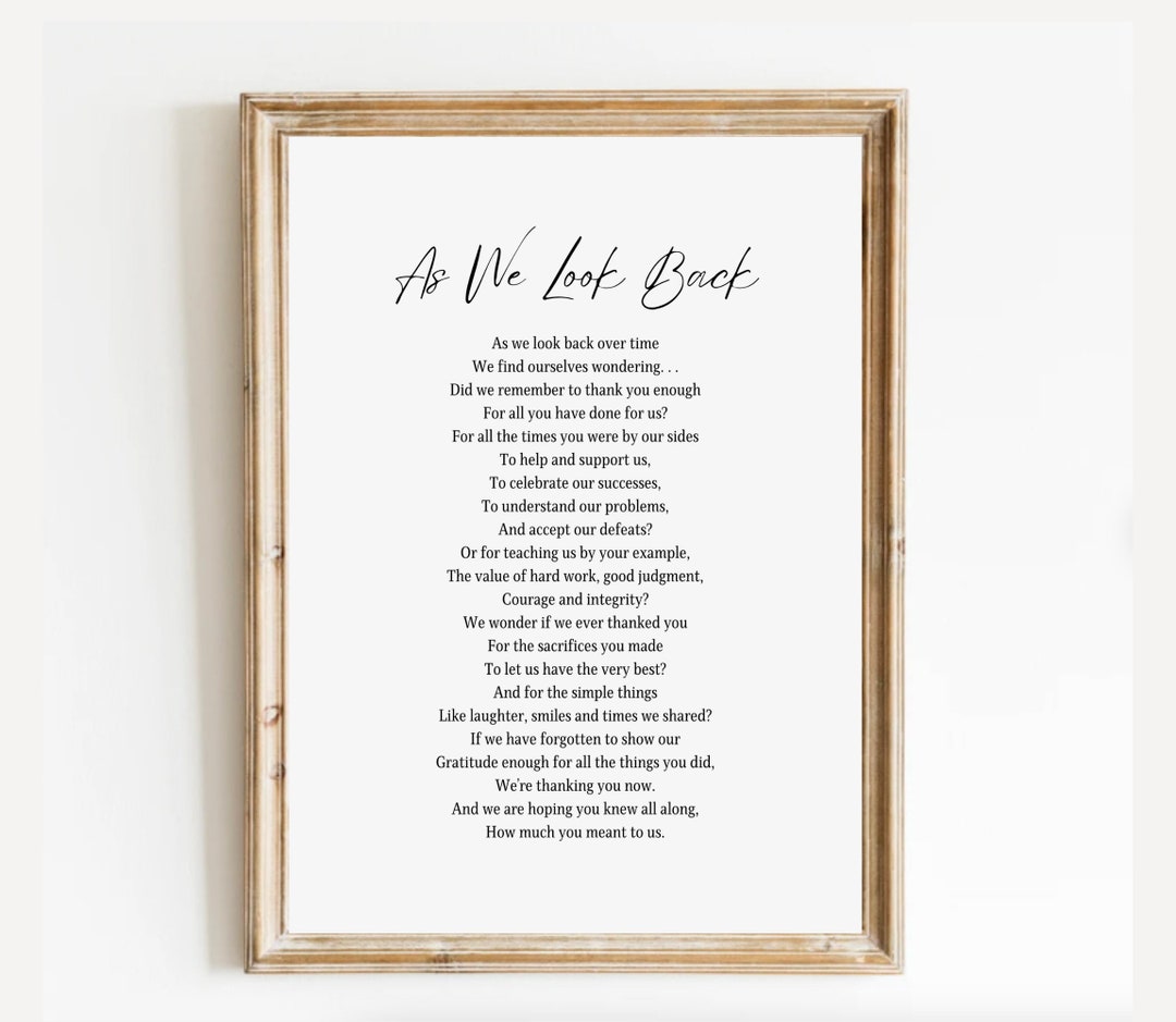 As We Look Back Funeral Poem