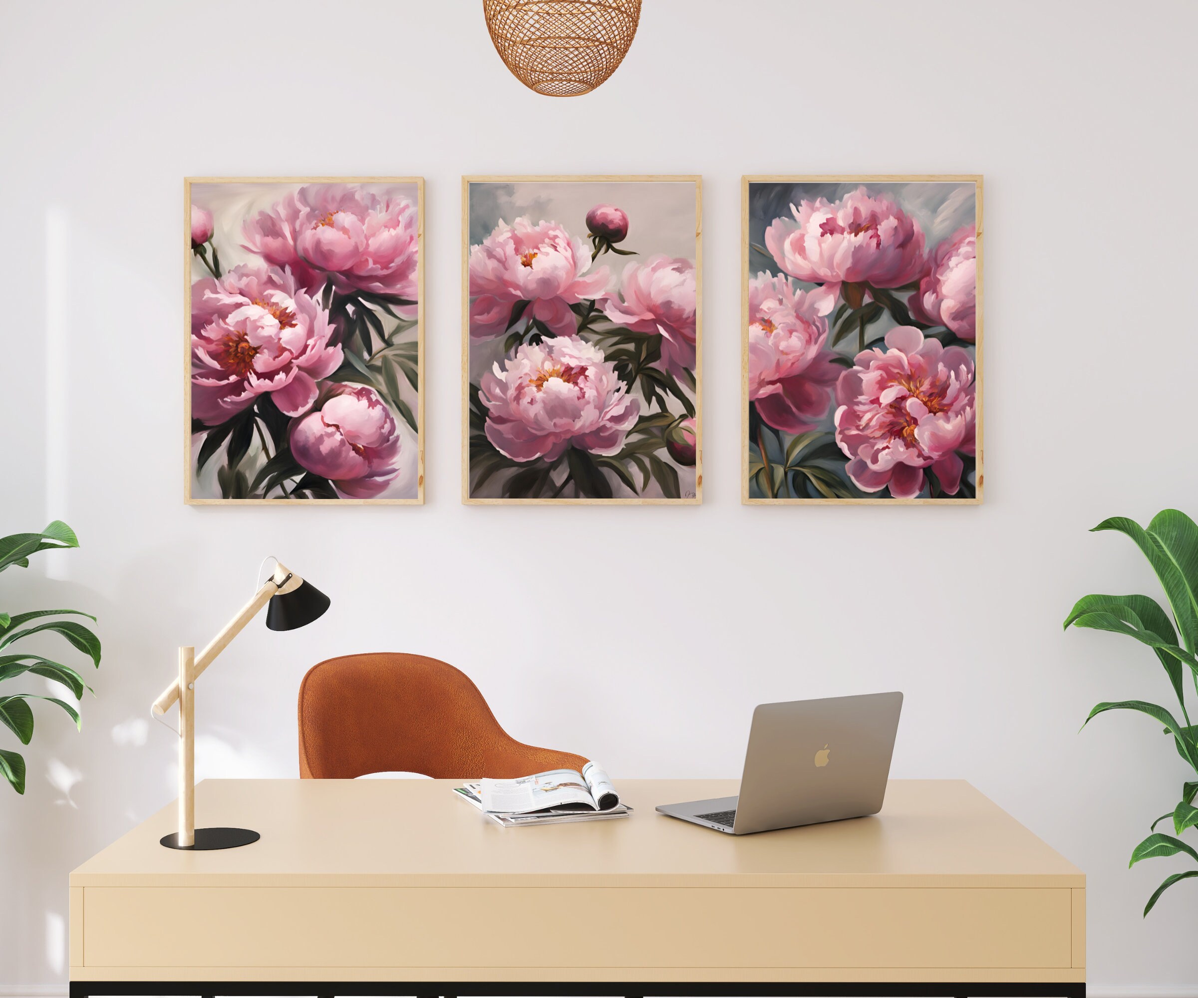 Pink Peonies Wall Art Set of 3 | Vintage Floral Still Life Prints ...