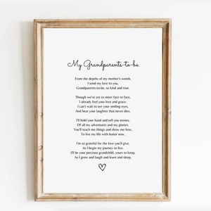 Grand-mère et grand-père Poème PRINT, Grand-mère et grand-père Cadeau, Grand-mère Poème, Cadeau pour grands-parents, Grand-parent Saint-Valentin, Grossesse