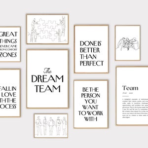 Office Set of 10 Prints, Office Wall Decor, Home Office Decor, Team Office Decor, Teamwork Quote