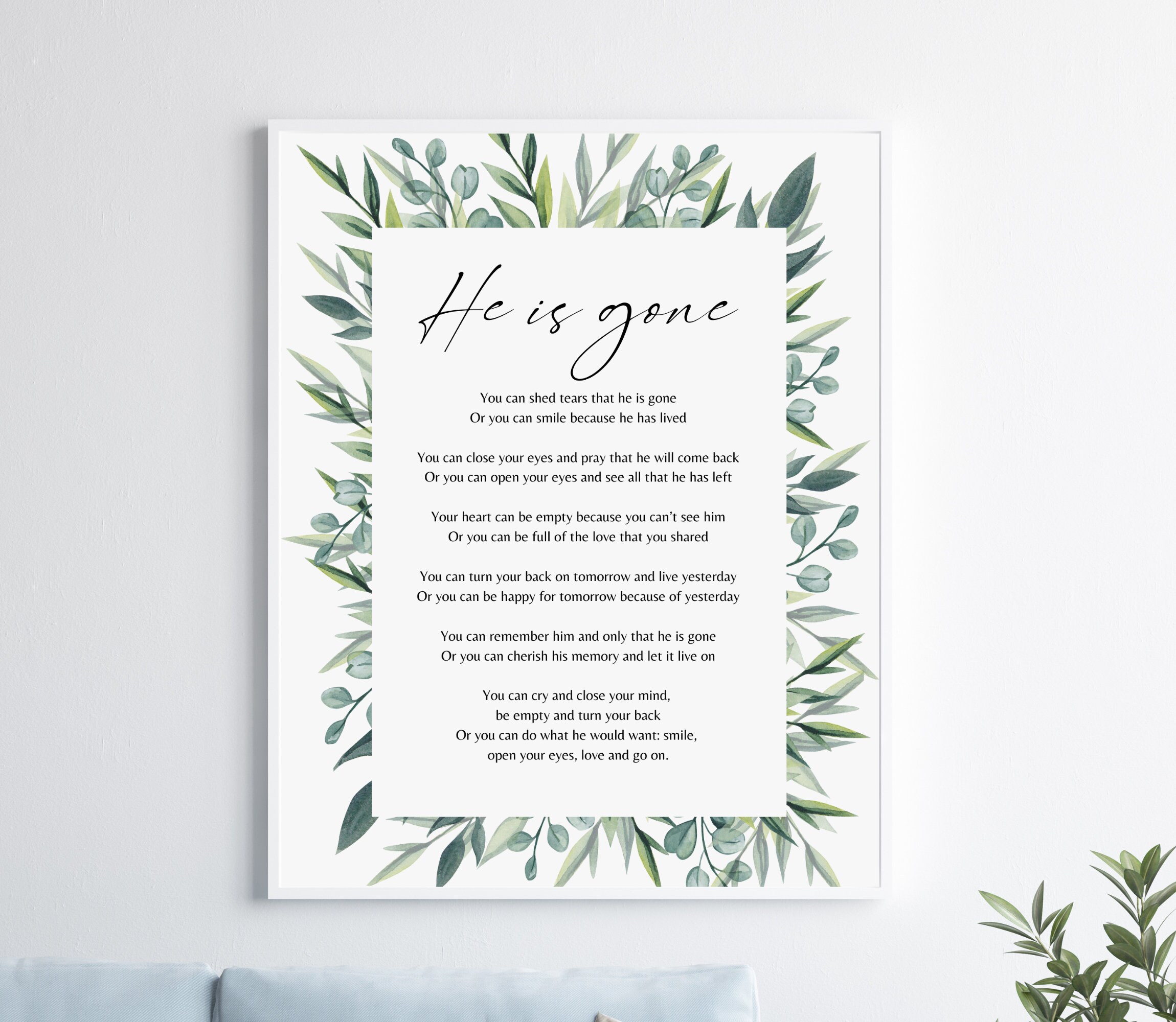 He is Gone David Harkins Printable Poem Digital Download - Etsy