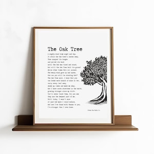 Oak Tree Poem | Nature Wall Art | Inspirational Art Print | Digital Tree Printable | Motivational Gift | Home Decor  | INSTANT DOWNLOAD