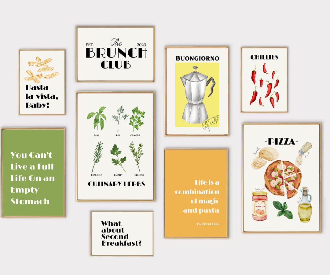 Italian Kitchen Wall Decor Kitchen Wall Art Set of 9 PRINTABLES pesto