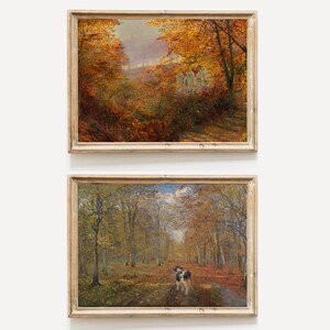 Autumn Gallery Wall Art Set of 2 Prints | Warm Tone Wall Decor | Antique Fall Gallery Wall Prints | Autumn Landscape Painting PRINTABLE Art