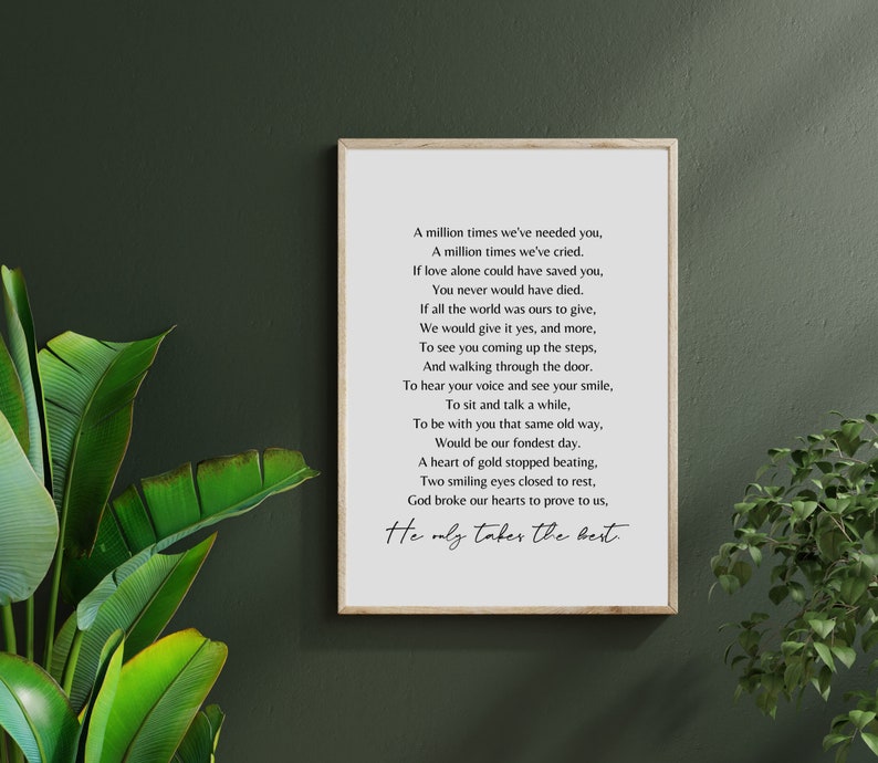 A Million Times Printable Poem He Only Takes the Best - Etsy