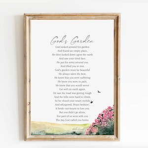 God&#39;s Garden | Suffering | Pain | Funeral Poem | Sympathy Gift | Death | Bereavement | Grieving | Memorial Quote | INSTANT DOWNLOAD