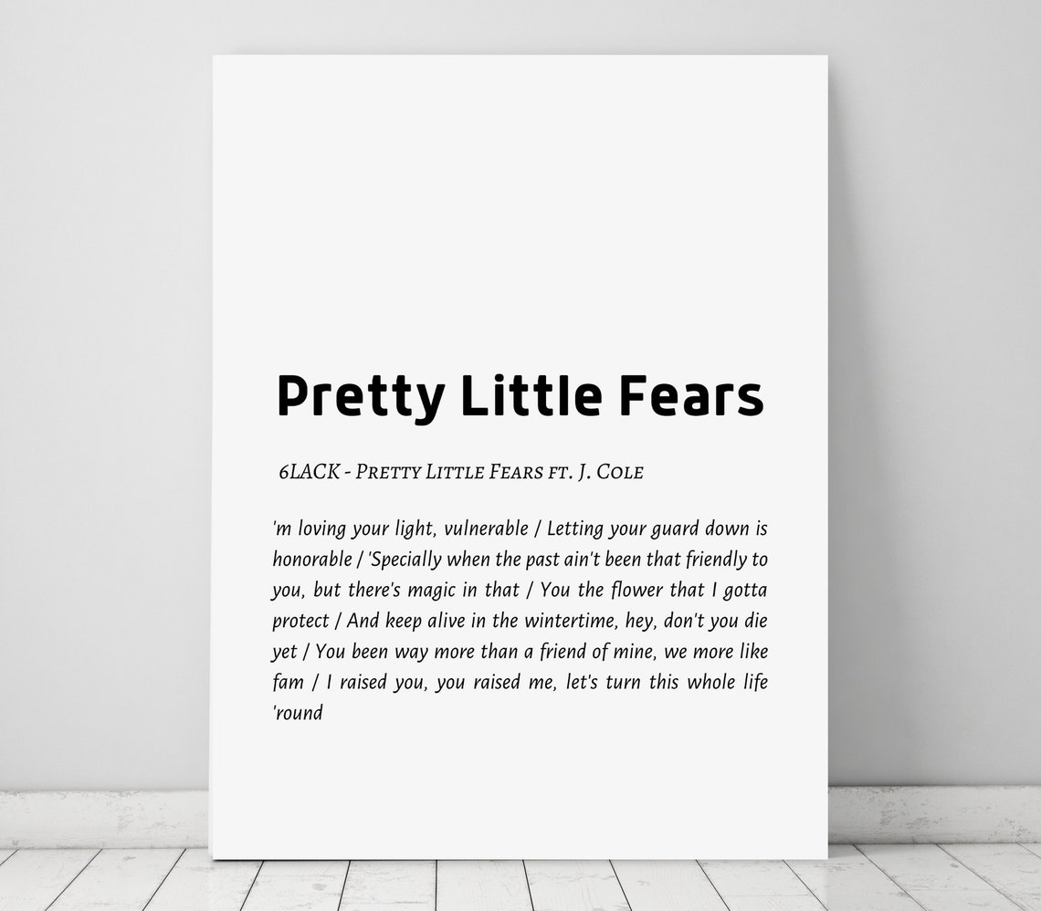6LACK Ft. J. Cole 'pretty Little Fears' Printable Etsy UK