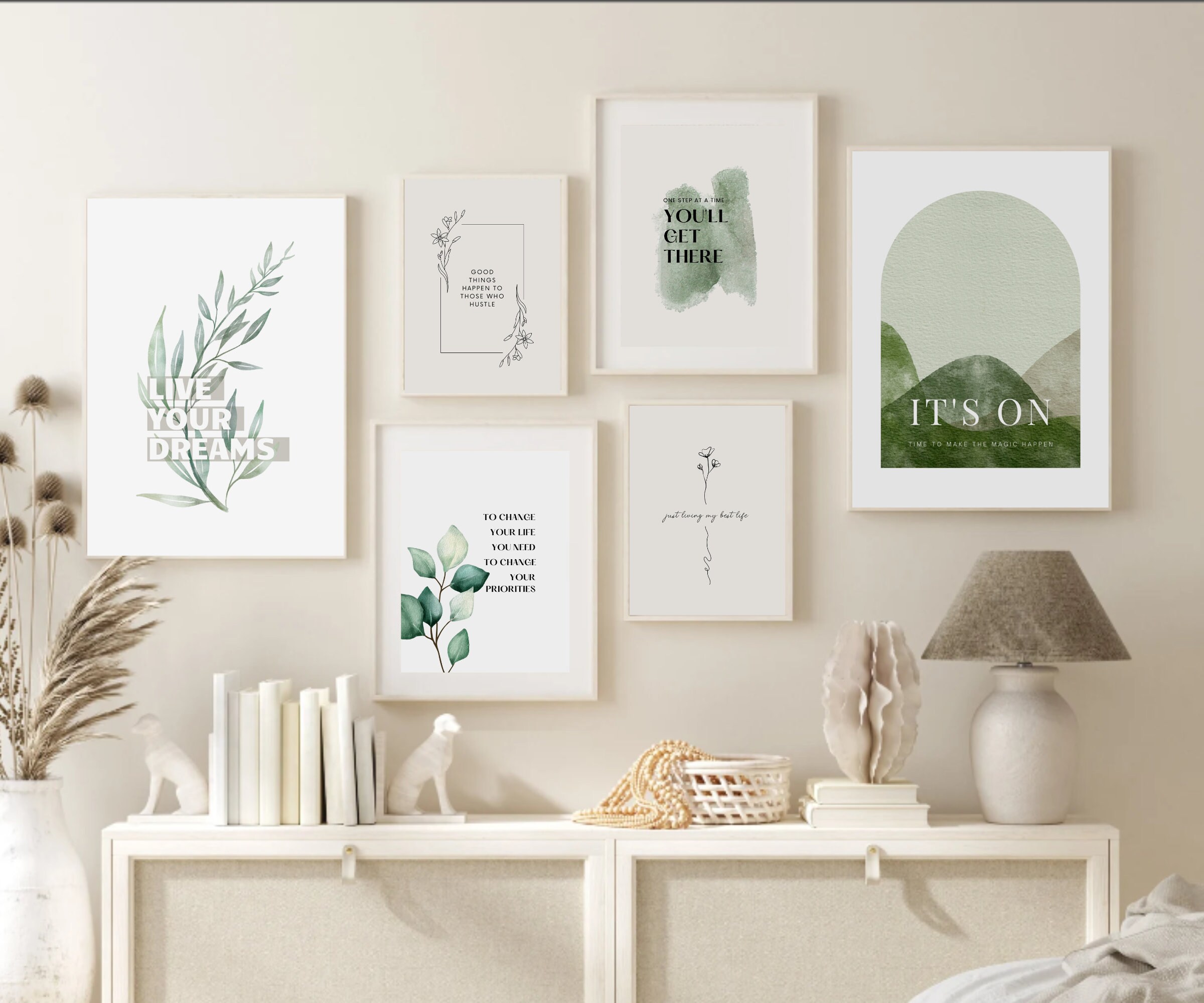 Green Office Wall Art | Set of 25 PRINTABLES, Home Office Decor Office ...