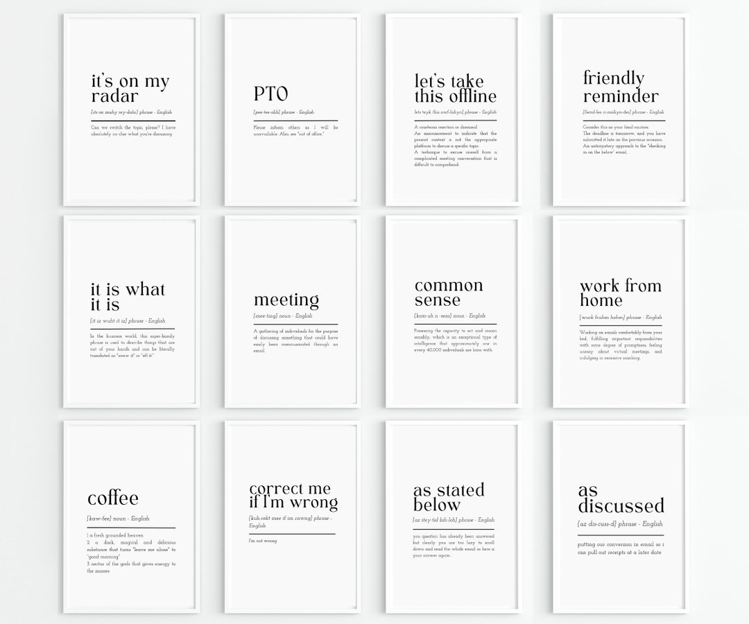 Set of 18 PRINTABLES | Home Office Decor | Funny Office Decor | Office ...