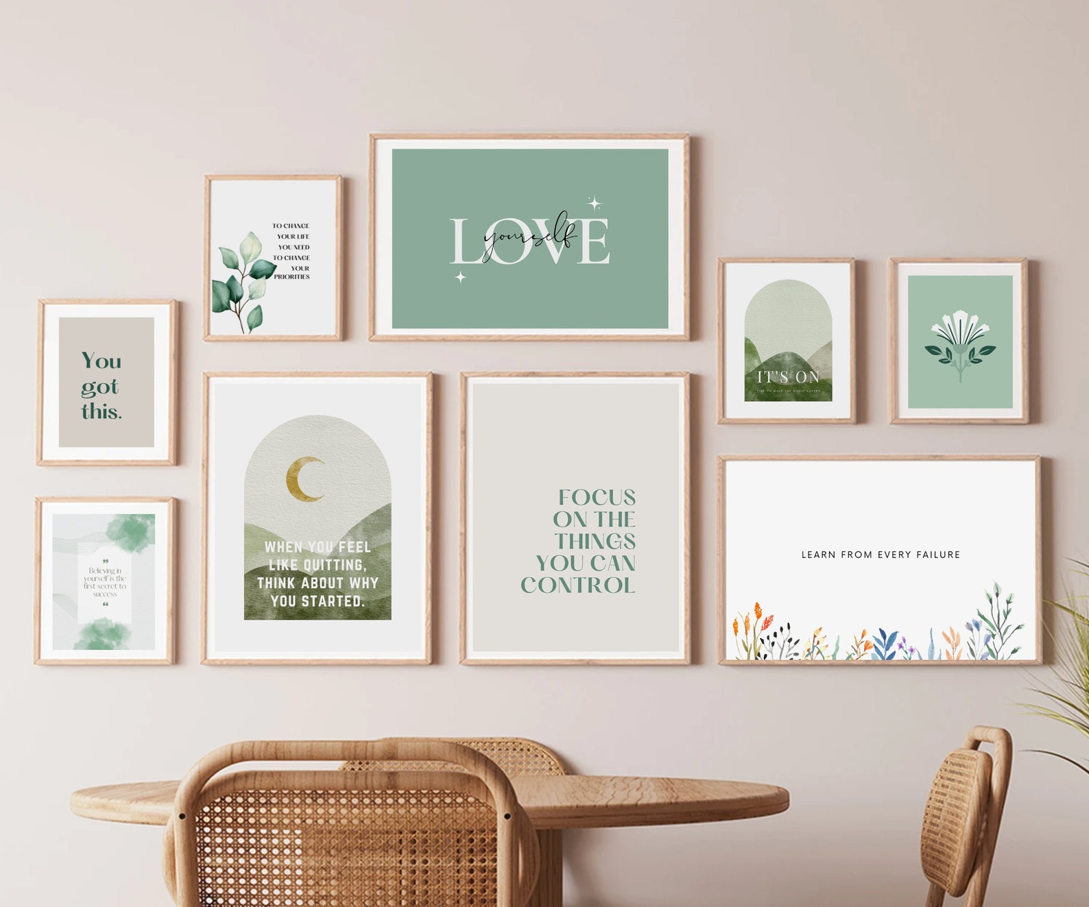 Green Office Wall Art | Set of 25 PRINTABLES, Home Office Decor Office ...