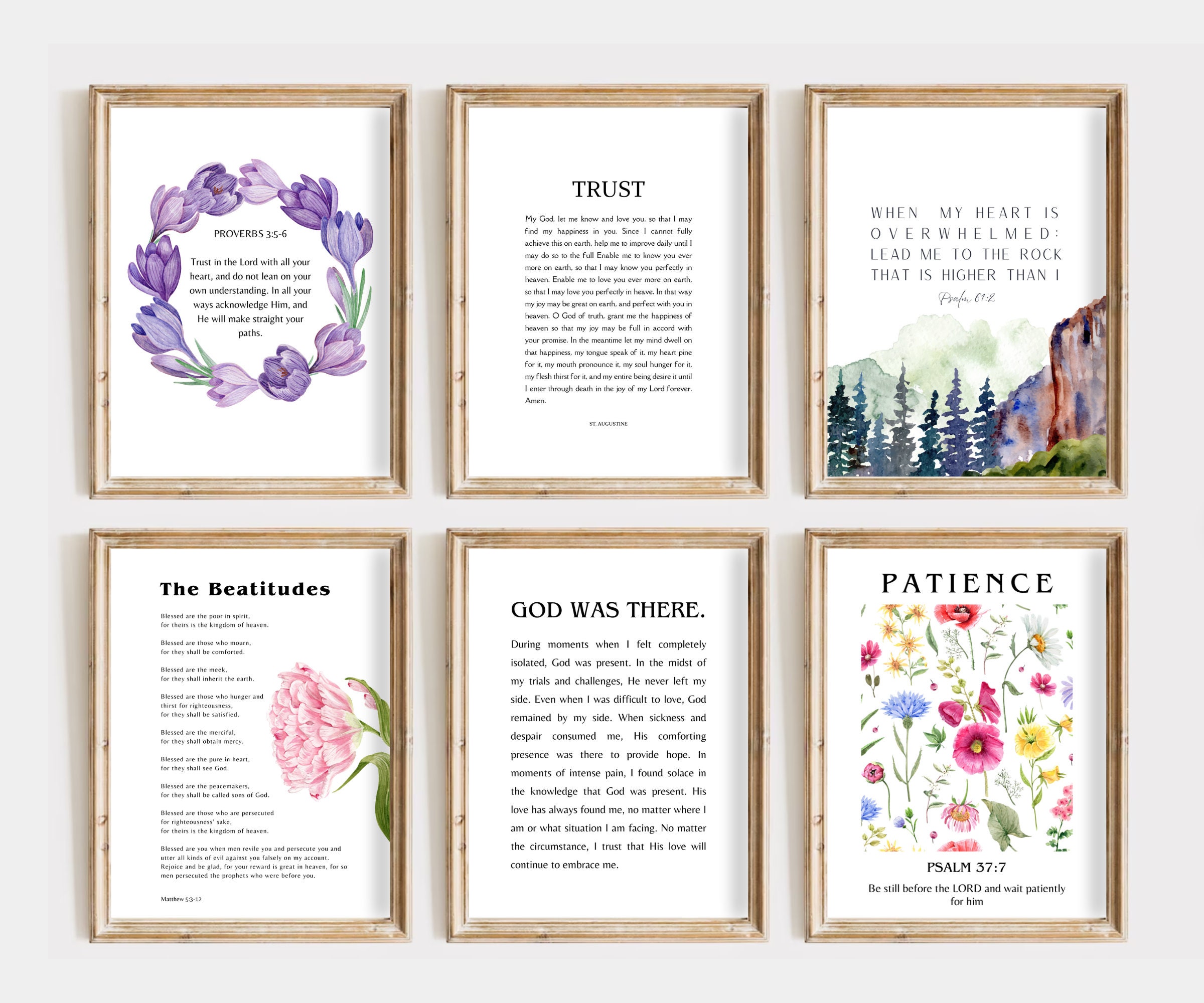 Modern Scripture Wall Art, Set of 22 Faith Prints, Psalms Bible Verse ...