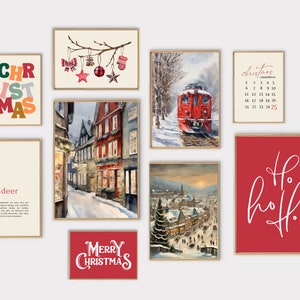vintage Christmas prints gallery wall set | set of 10 Christmas printables | winter gallery wall set, posters for holiday decor DIGITAL