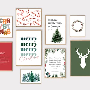 vintage Christmas prints gallery wall set | set of 14 Christmas printables | winter gallery wall set, posters for holiday decor DIGITAL