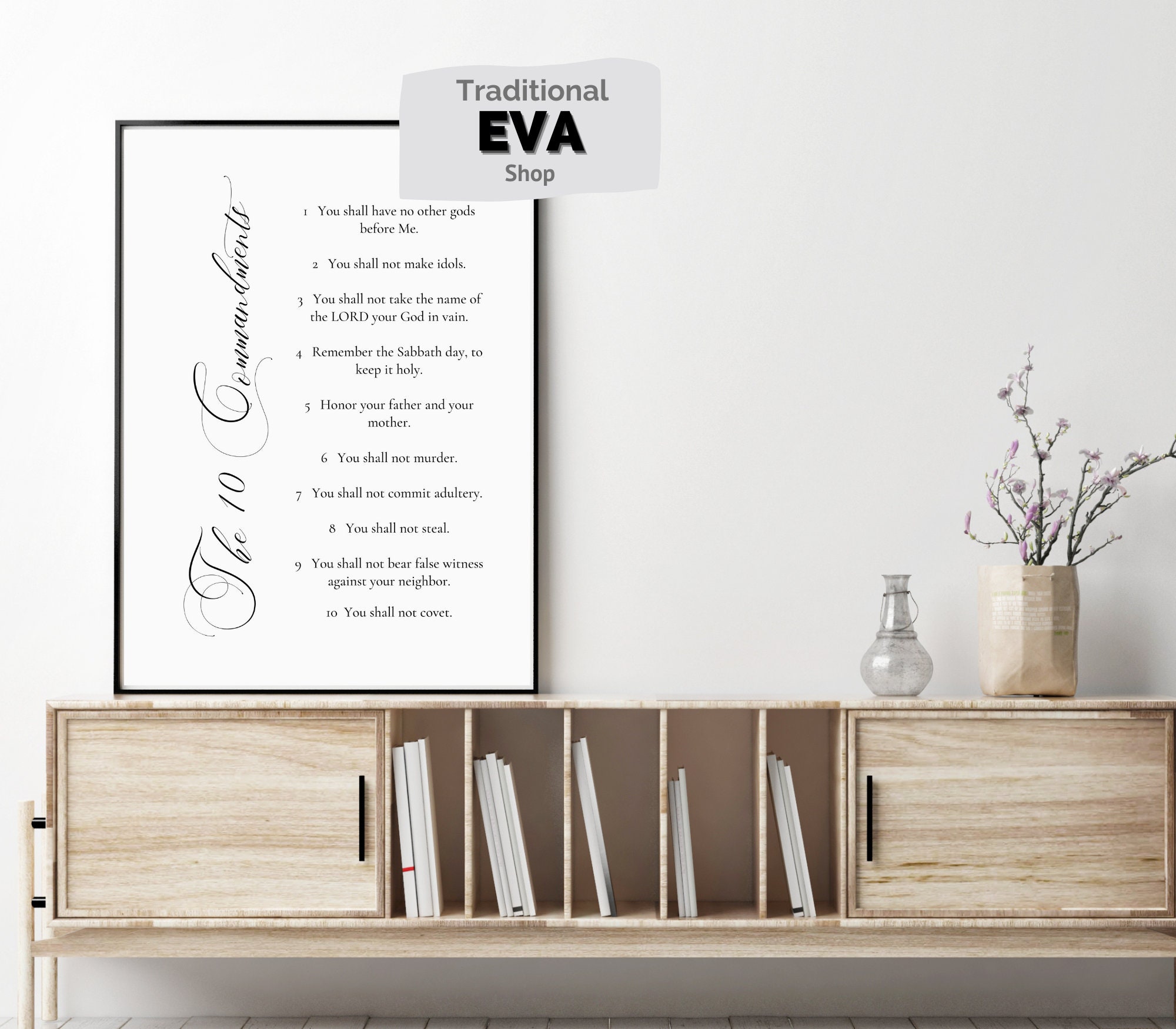 Cursive Ten Commandments Ten Commandments Cursive Printable, Bible Verse Wall Art (digital ...
