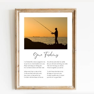 Personalized Gone Fishing Poem Ready to Print, Celebration of Life Poem for Fisherman, Funeral Memorial Poem, Memorial Table Poem, Remember