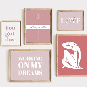 Home Office Set of 19 Prints, Office Wall Decor, Pink Office Decor, Work From Home Art Prints, Office Wall Art, Office Printable Wall Art