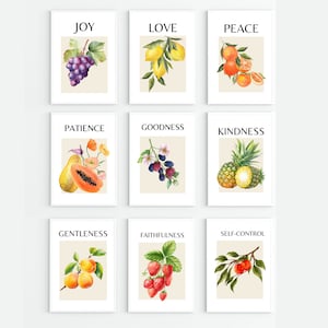 Galatians 5:22-23 Fruit of the Spirit 9 prints | Scripture Wall Art Digital Download, Christian Home Decor, Vintage Scripture Print